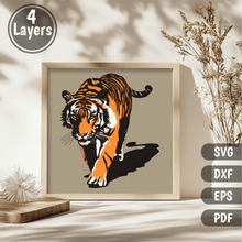 Load image into Gallery viewer, Tiger 3D Layered SVG for Cricut, CNC, and Shadow Box Projects
