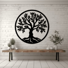 Load image into Gallery viewer, Laser Cut Tree Panel DXF, SVG Art Screen for Wall Decor, Plasma Cut File, Best Vector site
