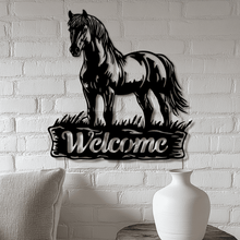 Load image into Gallery viewer, Outdoor Horse Welcome Sign DXF for CNC and Laser Cut DIY Home Metal Decor
