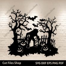 Load image into Gallery viewer, Werewolf Scene Svg, Sublimation T-shirt design, Dxf for CNC Laser Cutting, Halloween Decor DIY
