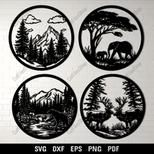 Load image into Gallery viewer, Wildlife Scene DXF for CNC, SVG for Cricut &amp; Laser Cutting
