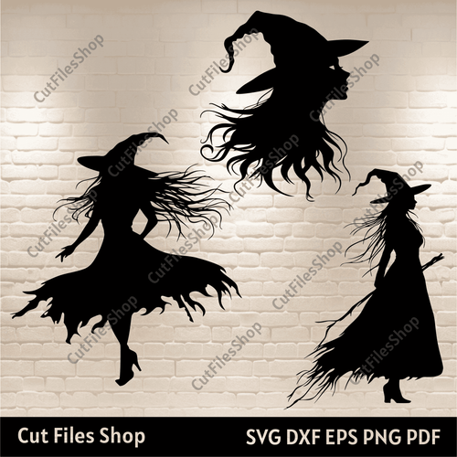 Halloween Witch SVG, Cutting Files for Cricut & Silhouette, DXF for CNC Laser & Plasma, Sublimation T-Shirt Design