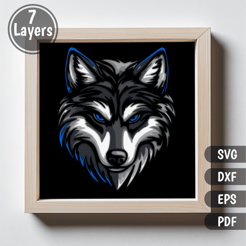 Wolf 3D Shadow Box SVG & DXF – Layered Cricut & CNC Cut Files