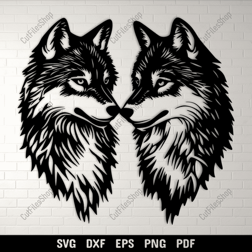 Wolves SVG DXF Cutting Files for Cricut & CNC, Silhouette Wolf Design, Sublimation Sweatshirt Art, DIY Wall Decor