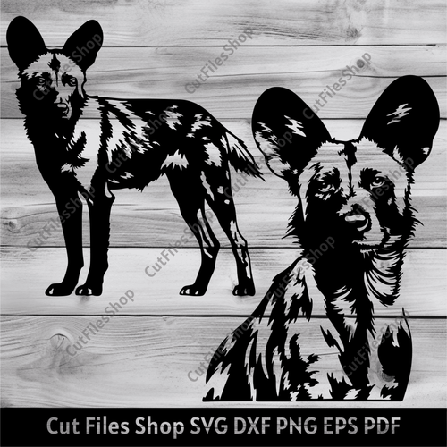 African wild dog Dxf, Svg for cricut, Cnc cutting files, dxf for cnc router, Laser and Plasma cut files - Cut Files Shop