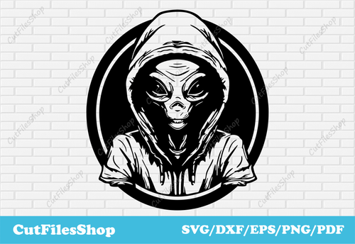 Alien svg file, alien cut files for cricut, alien for sublimation, art for t - shirt design, stencils dxf for laser cut - Cut Files Shop