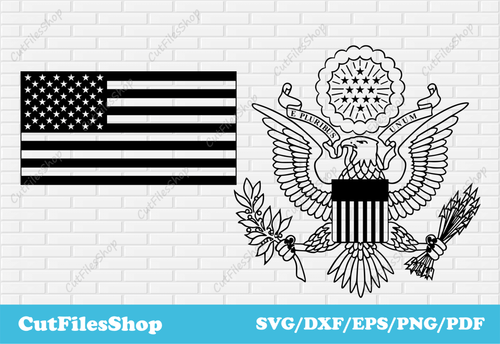 American flag dxf, Great Seal dxf, SVG cut files for cricut, dxf images for cnc, Silhouette cameo files - Cut Files Shop