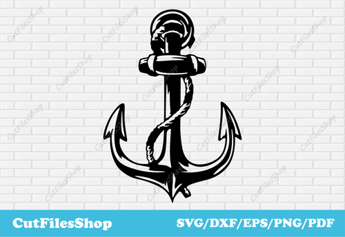 Anchor dxf for laser cutting, Digital download CNC files, Wall decor making dxf, Plasma cut files - Cut Files Shop