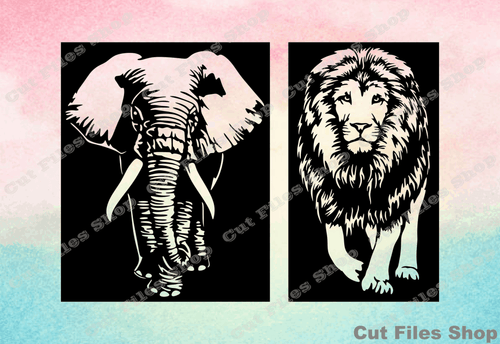 Animals cut file, Elephant svg, lion svg, dxf for cnc, instant download svg - Cut Files Shop