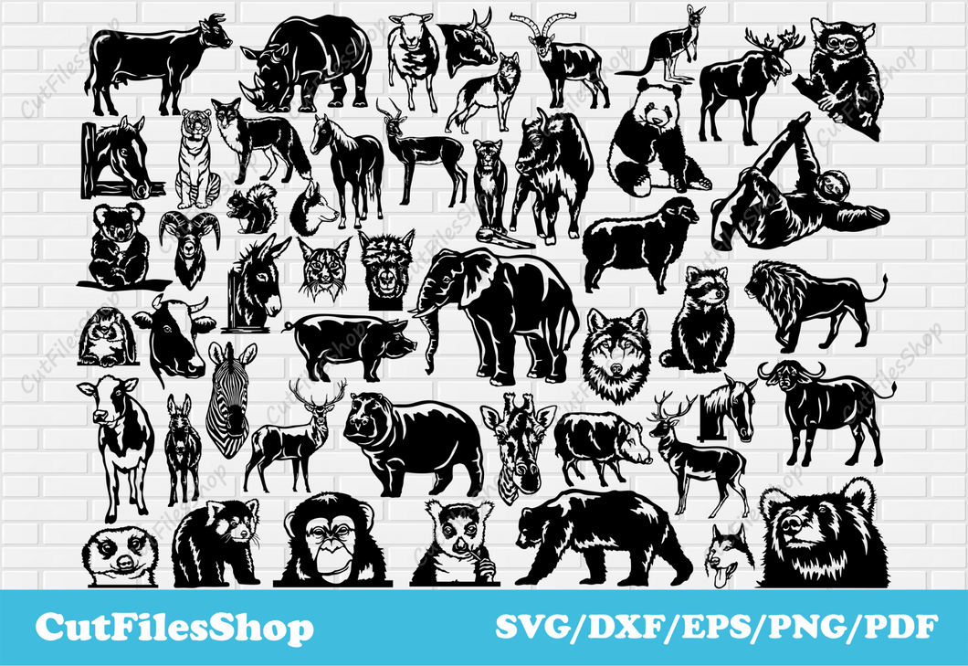 Animals dxf files for laser cut, Silhouette animals for cricut, svg animals, DXF for cnc Plasma - Cut Files Shop