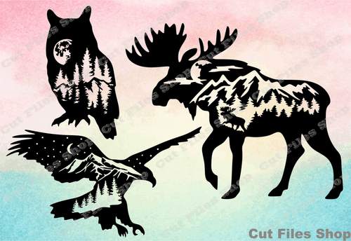 Animals for cricut, owl, moose, eagle, wildlife svg, svg files, dxf files - Cut Files Shop