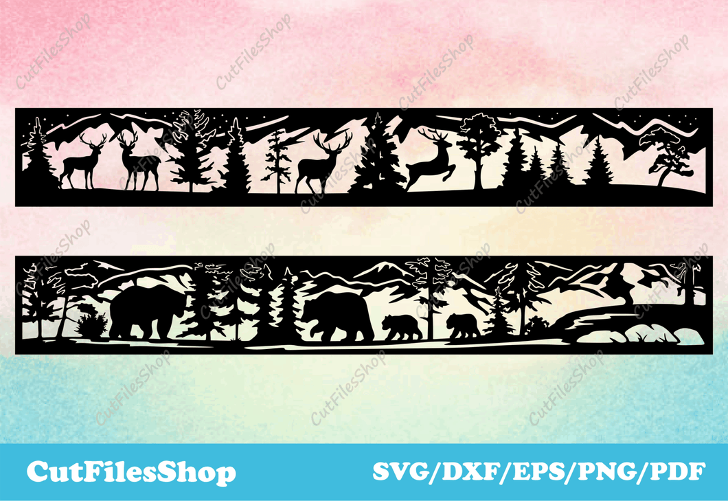 Animals scenes dxf files for plasma cutting, files for cnc laser, nature scenes for cutting - Cut Files Shop