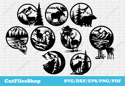 Animals scenes DXF for laser cutting, Svg for cricut, Plasma cnc cutting files, Craft machine files - Cut Files Shop