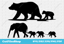 Load image into Gallery viewer, Animals vector images, clip art dxf animals, dxf files for laser cutting download, SVG for cricut - Cut Files Shop
