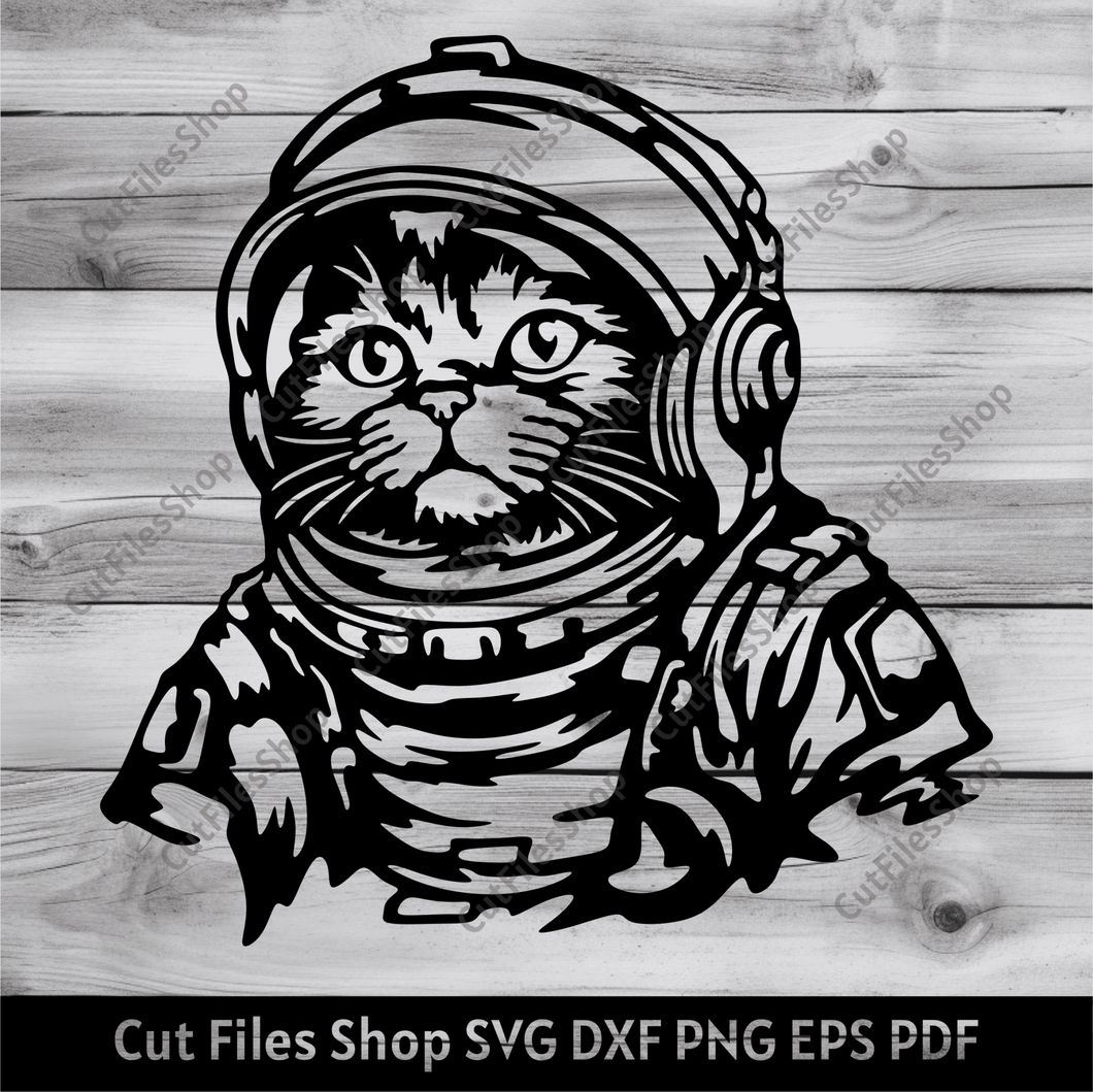 Astronaut Cat Svg for Cricut, Cat Dxf for Laser cut, Png for Sublimation, Silhouette Cat, Dxf for Plasma, vinyl cut files - Cut Files Shop