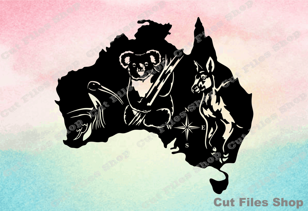 Australia svg, vector files, vector for cnc, wooden wall art dxf, printable wall art, dxf for laser - Cut Files Shop