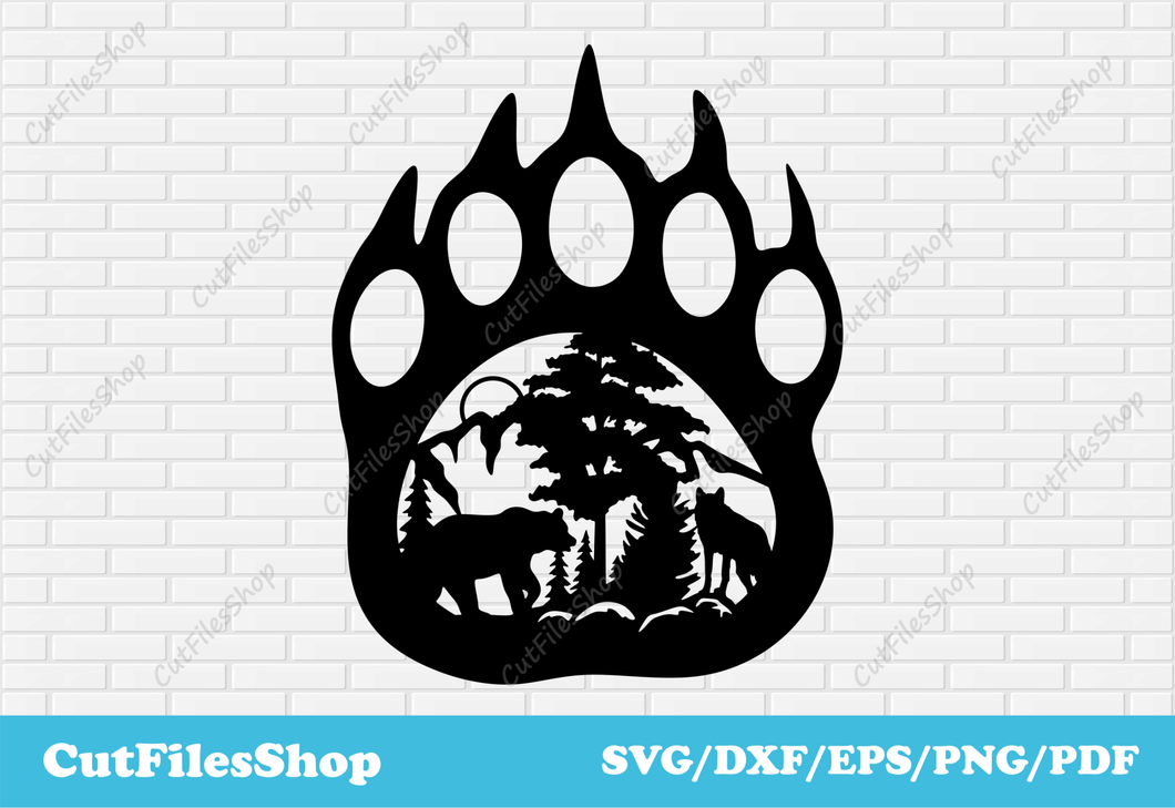 Bear paw svg cut files for cricut, DXF for laser cutting, Card making svg, CNC plasma cutting - Cut Files Shop