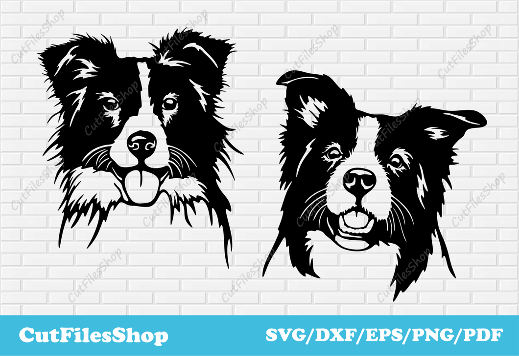 Border Collies SVG for cricut, Stickers making, Pets DXF for Laser Cutting, Plasma cnc files - Cut Files Shop