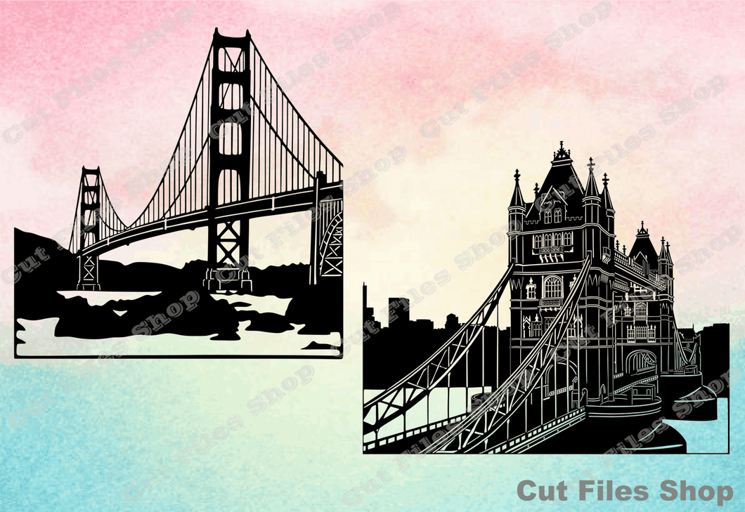 Bridges svg, buildings cut files, cnc svg files, vector for cnc, dxf for metal cutting - Cut Files Shop