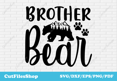 Brother bear svg, bear cut files, svg for t shirt making, dxf for laser cutting, svg for sticker making - Cut Files Shop