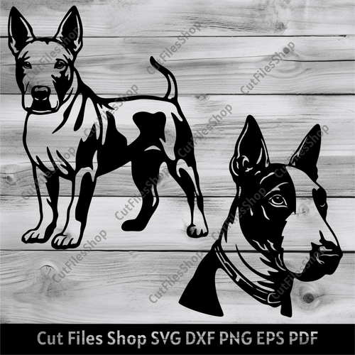 Bull terrier svg, Dogs dxf for Laser cut, Pets portrait dxf for cnc cutting, Bull Terrier Cricut, Silhouette Dog dxf - Cut Files Shop