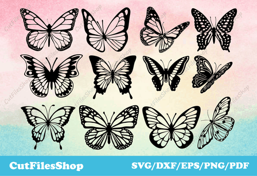 Butterflies svg files for cricut, dxf files for silhouette cameo, dxf for laser cut - Cut Files Shop