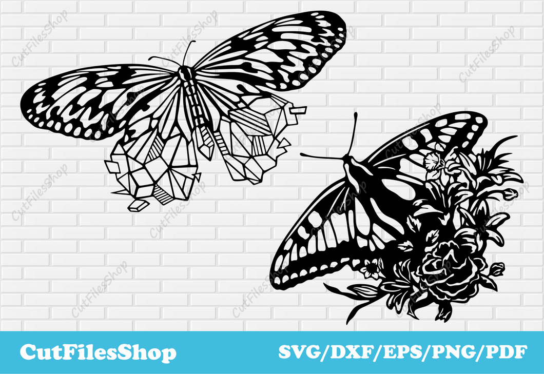 Butterflies vector art for tshirt designs, Cricut, scrapbooking, card making, svg for making gifts - Cut Files Shop