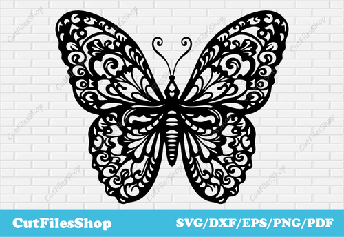 Butterfly dxf files for laser cut, butterfly stencil dxf for plasma, svg for cricut, png for sublimation, pdf for printing - Cut Files Shop