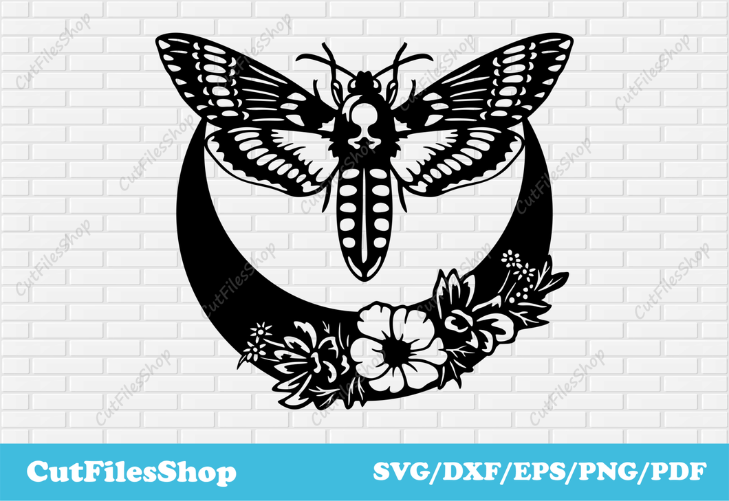 Butterfly with flowers svg for cricut, DXF for laser cutting, wall decor making, Stickers svg - Cut Files Shop