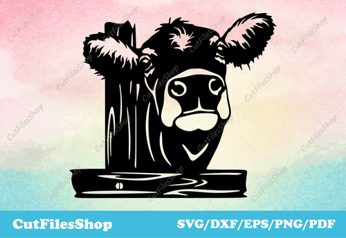 Calf svg files for cricut, peeking animals for cutting, DXF for laser, Silhouette files - Cut Files Shop