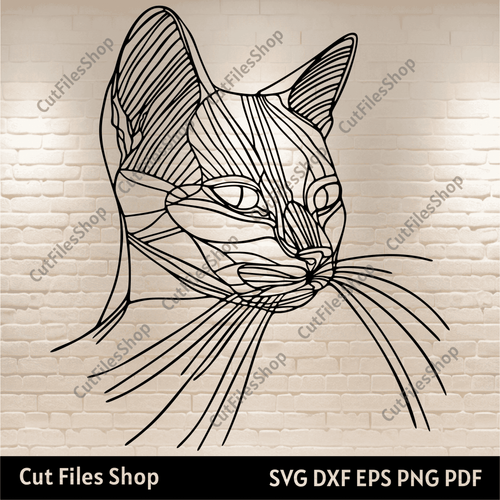 Cat Line Art SVG, Cutting files, Cat cut files for Cricut, Svg files for Cnc router, Dxf for Laser, Silhouette cut files - Cut Files Shop