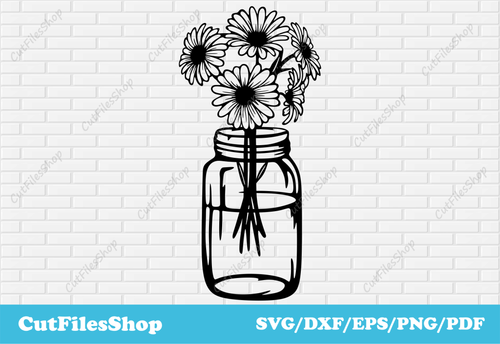 Chamomiles svg cut files for cricut, wall art svg, cutting laser files, Silhouette svg - Cut Files Shop