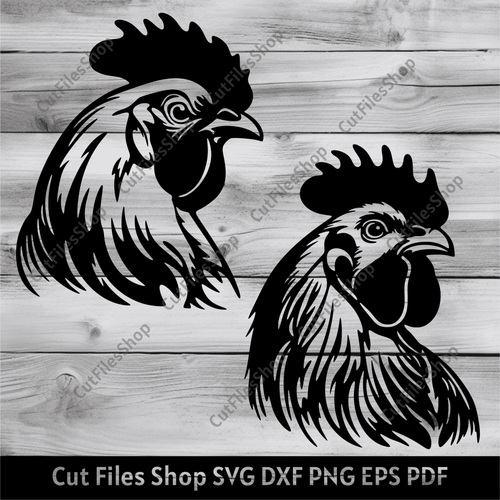 Chicken Head Svg, Chicken Face Svg for Cricut, Rooster Head Svg, Farm bird clipart, Peeking rooster Svg, Vector cnc router - Cut Files Shop