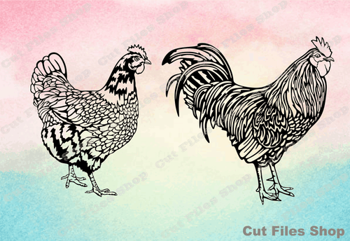 Chicken svg file, Cock svg files, svg for shirt, vector stickers, cricut files, dxf laser files - Cut Files Shop