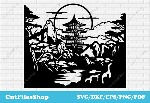 China scenery svg dxf files for cutting, nature of Chine png, scrapbook svg, Dxf for Laser and Plasma cut - Cut Files Shop