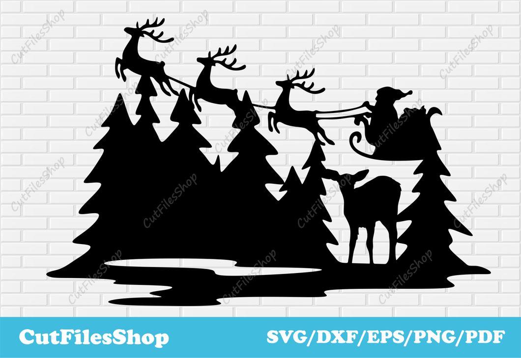 Christmas scene DXF for laser cutting, Santa Claus SVG files for cricut, Christmas Decor making - Cut Files Shop