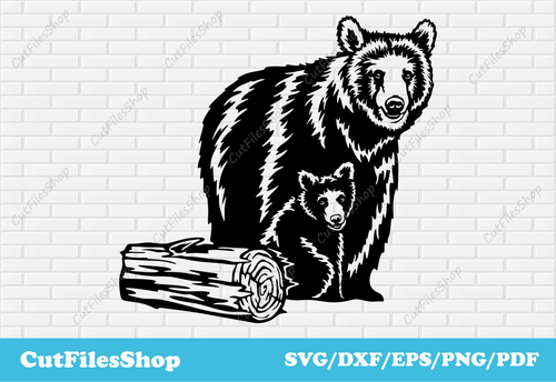 Bear mama svg, baby bear svg, dxf for laser cut, dxf for plasma, clipart, svg for cricut design space, svg for crafting, Silhouette cameo, Cricut, animals svg for cricut, dxf files for plasma table