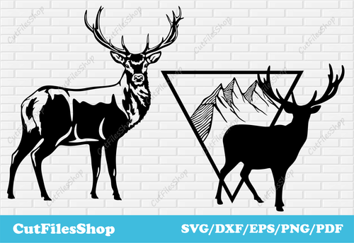 Deer dxf files for laser cutting, deer scene dxf, deer svg art, silhouette animals, vector t shirt designs, deer for t shirt svg, deer silhouette, deer dxf files, deer svg files, free dxf download, free vector images, deer art dxf