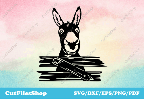 Donkey clip art dxf, SVG for cricut, DXF for laser cut, Silhouette files, png for sublimation