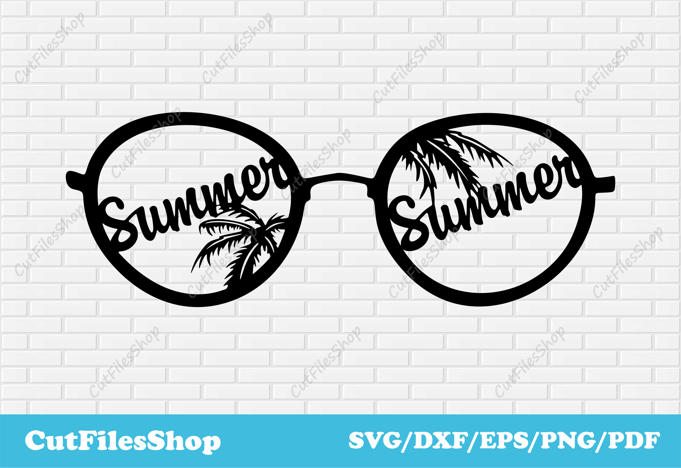 Summer Glasses Svg, vector for shirts, summer vector art, Cut Files Shop