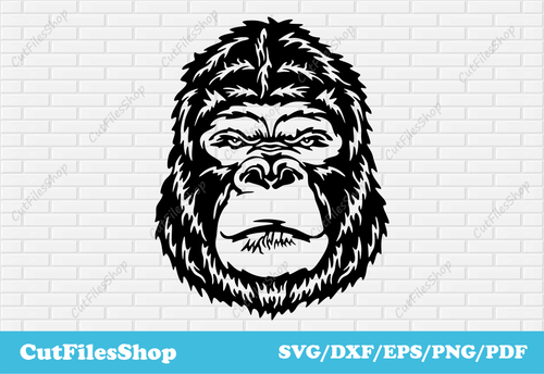 Gorilla svg cut files for cricut, dxf art, laser cut vector, paper cutting svg, t shirt designs, Cut files, Gorilla dxf, Gorilla cut files, animals cut files, sublimation svg, laser cut, laser cut vector, free laser cut files, free dxf files, laser engraving files, laser engraving svg, laser engraving images, dxf for cnc, dxf images