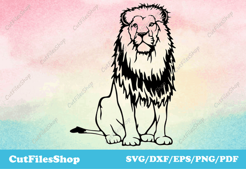 Lion SVG cut files for cricut, DXF Animals for Laser Cutting, Files for CNC Plasma, Animals vector images