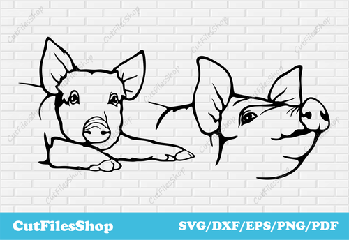 Pig svg cut file, farm animals svg for cricut, dxf files for plasma table, svg files for cnc router, cute animals for cricut